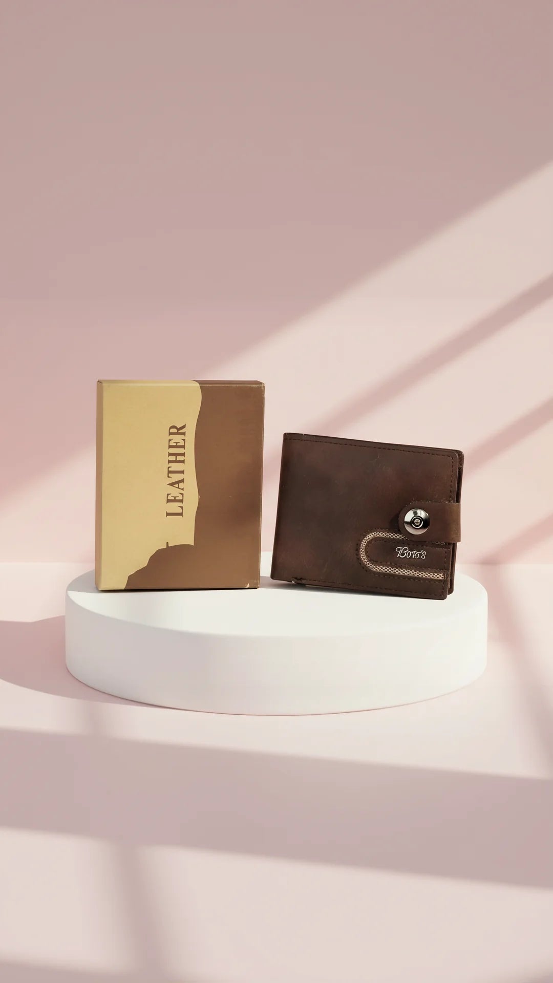 Brown Leather Bifold Wallet With Gift Box