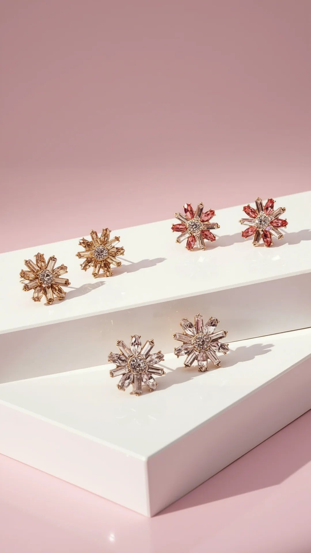 Flower Cluster Crystal Stud Earrings