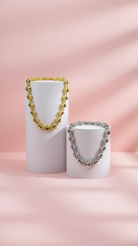 Skull Link Crystal Clasp Necklace