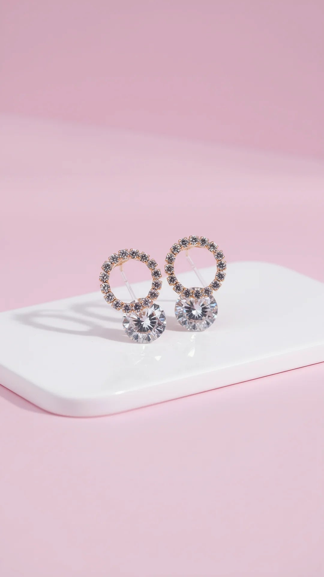 Circular Brilliant Cut Crystal Stud Earrings