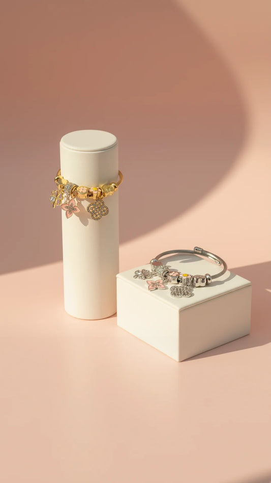 Clover Crystal Charm Breaded Bracelet