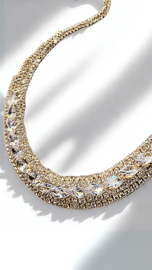 Luxe Curved Crystal Necklace