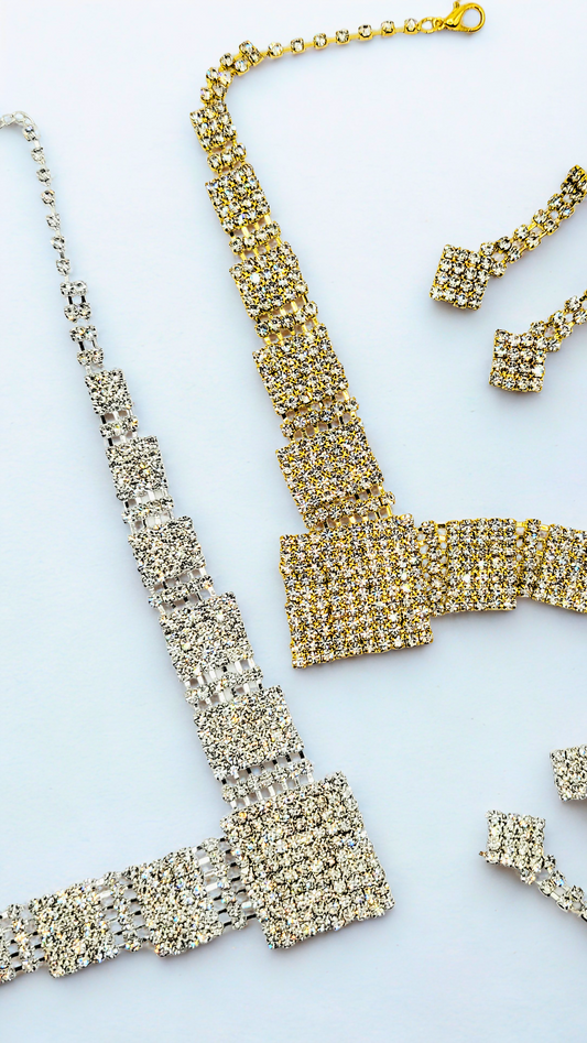 Glamour Square Crystal Necklace Set