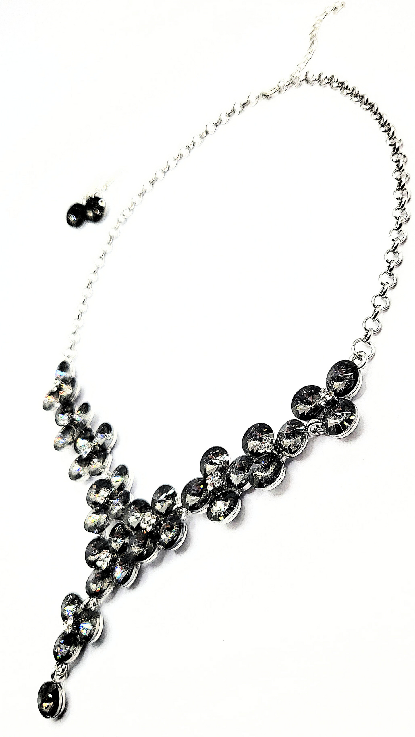 Black Flower Crystal Necklace Set