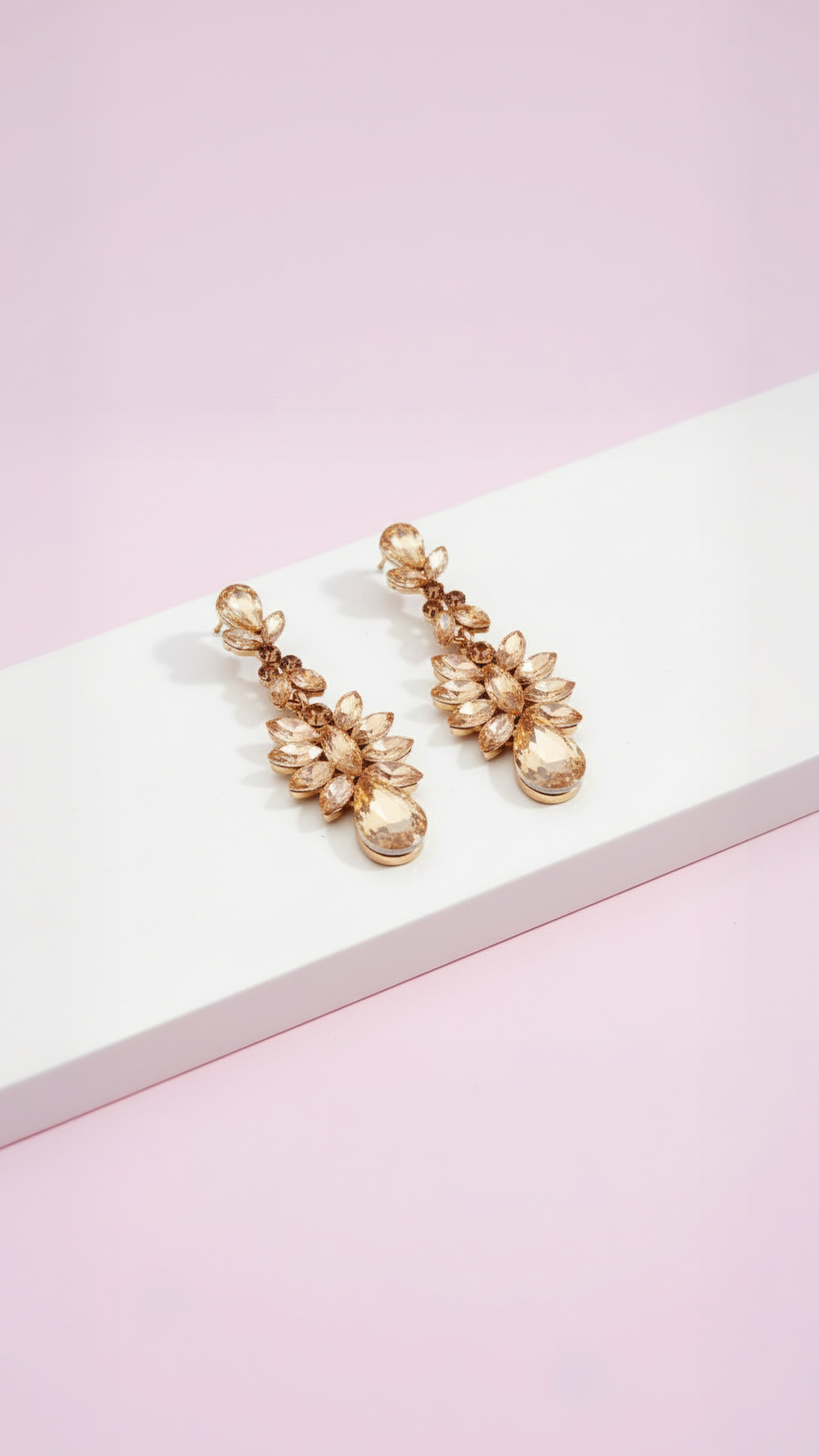 Gold Baroque Crystal Drop and Dangle Earrings