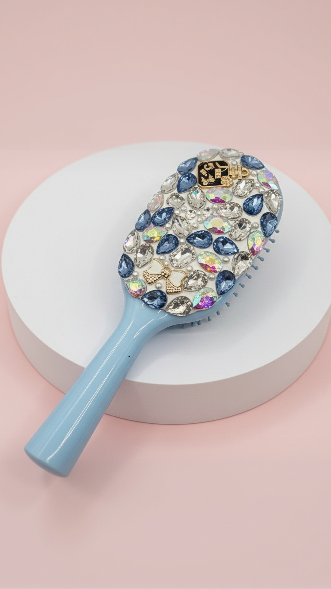 Jeweled Crystal Paddle Hair Brush Massage Comb