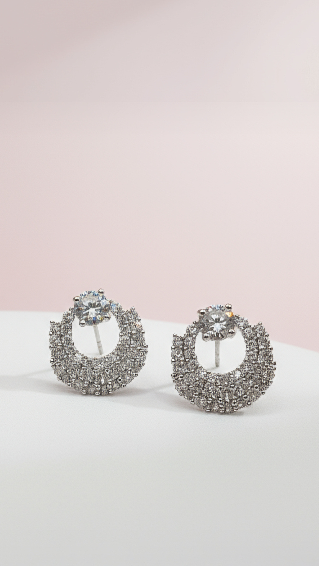 Solitaire Crystal Curved Loop Stud Earrings