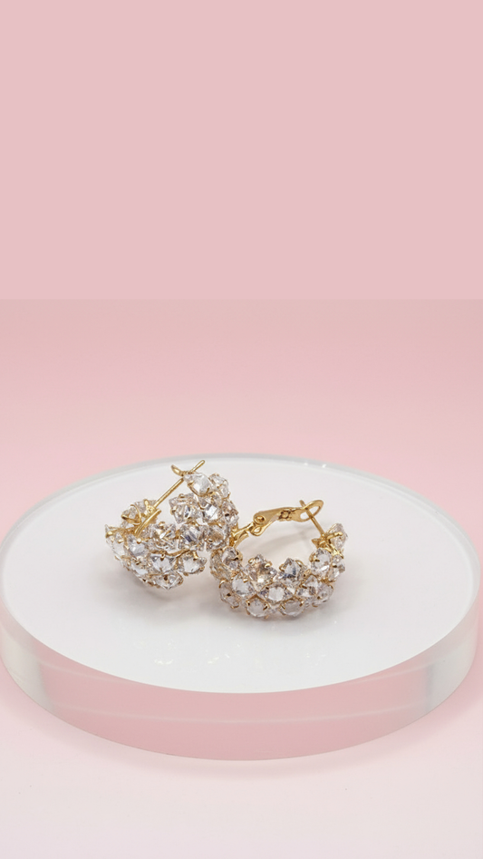 Crystal Round Huggie Stud Earrings