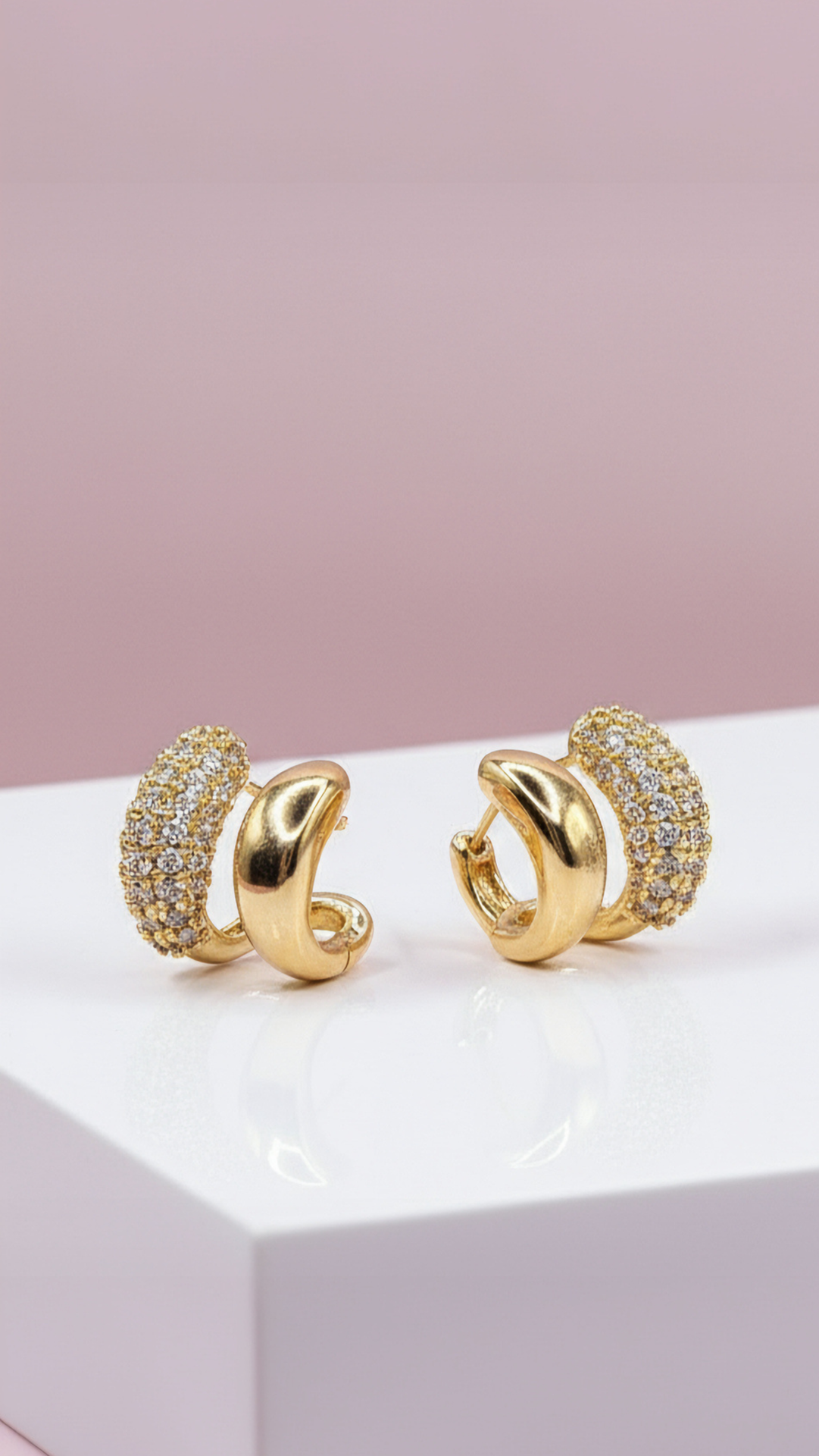 Curved Mirco Pavé Crystal Huggie Earrings