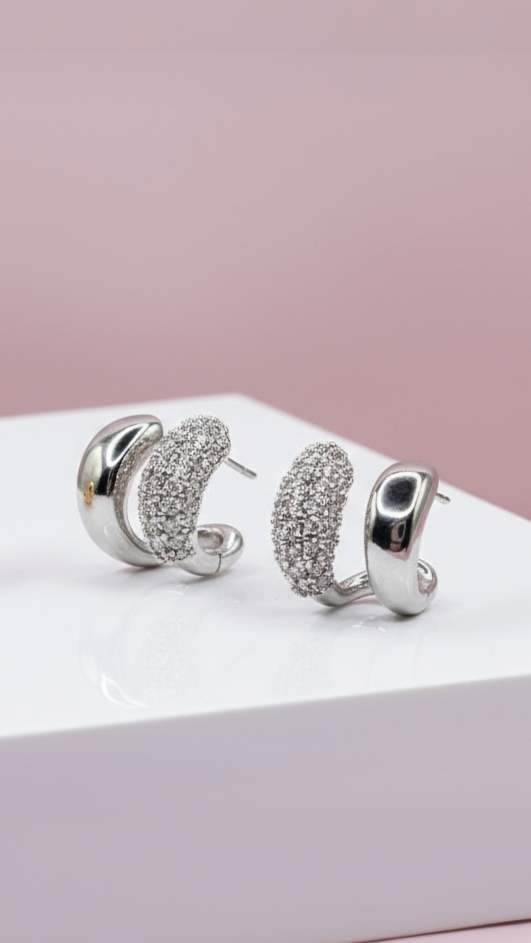Curved Mirco Pavé Crystal Huggie Earrings