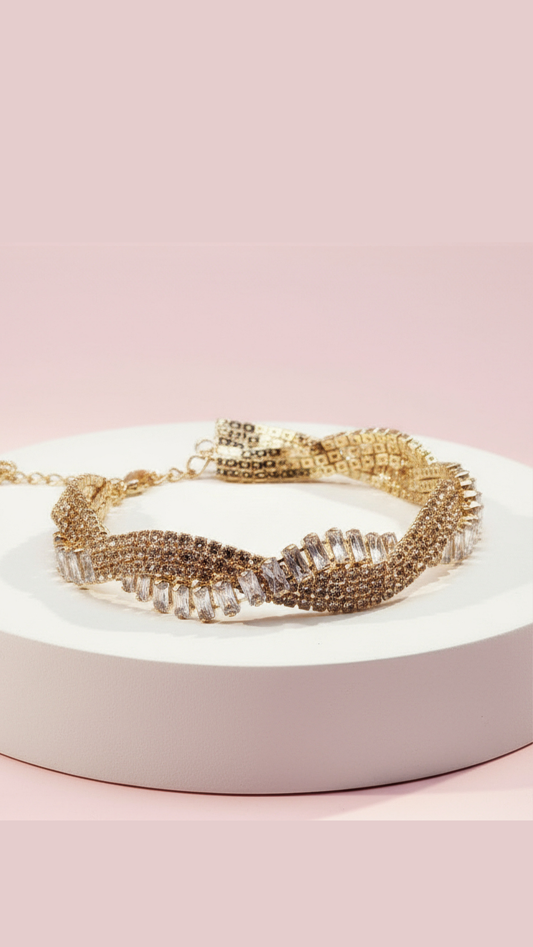 Twisted Baguette Cut Crystal Bracelet