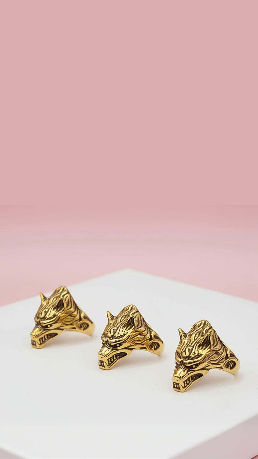 Stainless Steel Wolf Men's Biker Ring