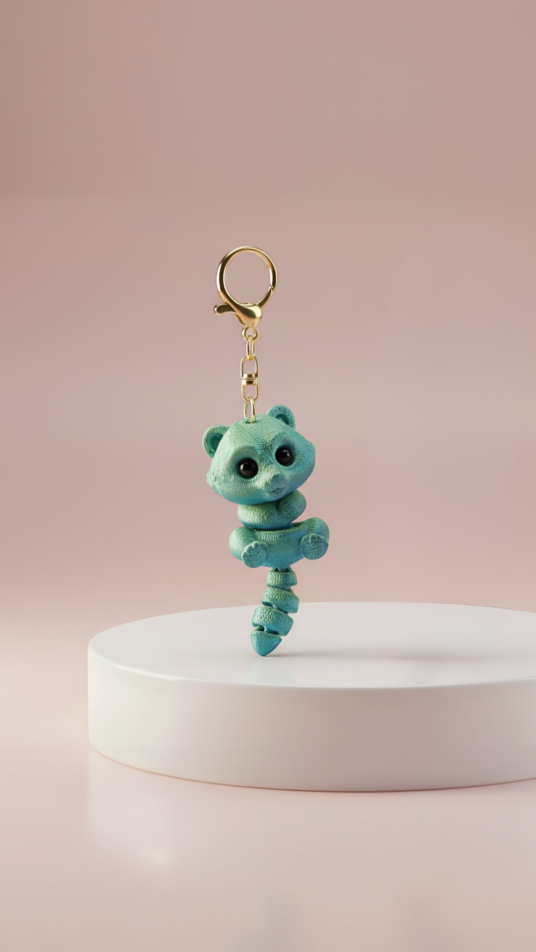 3D Printed Articulated Fantasy Racoon : Bioplastic Fidget Key Ring