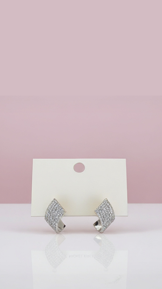 Micro Crystal Curved Pavé Stud Earrings