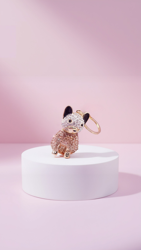 French Bulldog Crystal Dog Key Ring & Bag Charm
