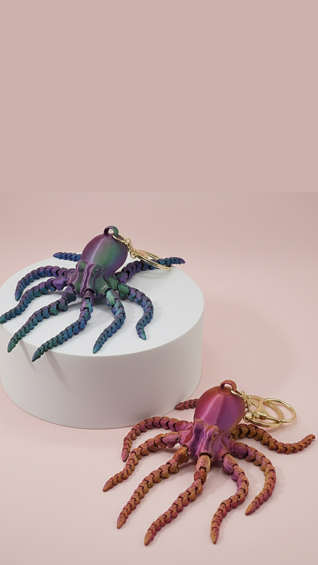 3D Printed Fantasy Octopus : Bioplastic Fidget Key Ring & Bag Charm