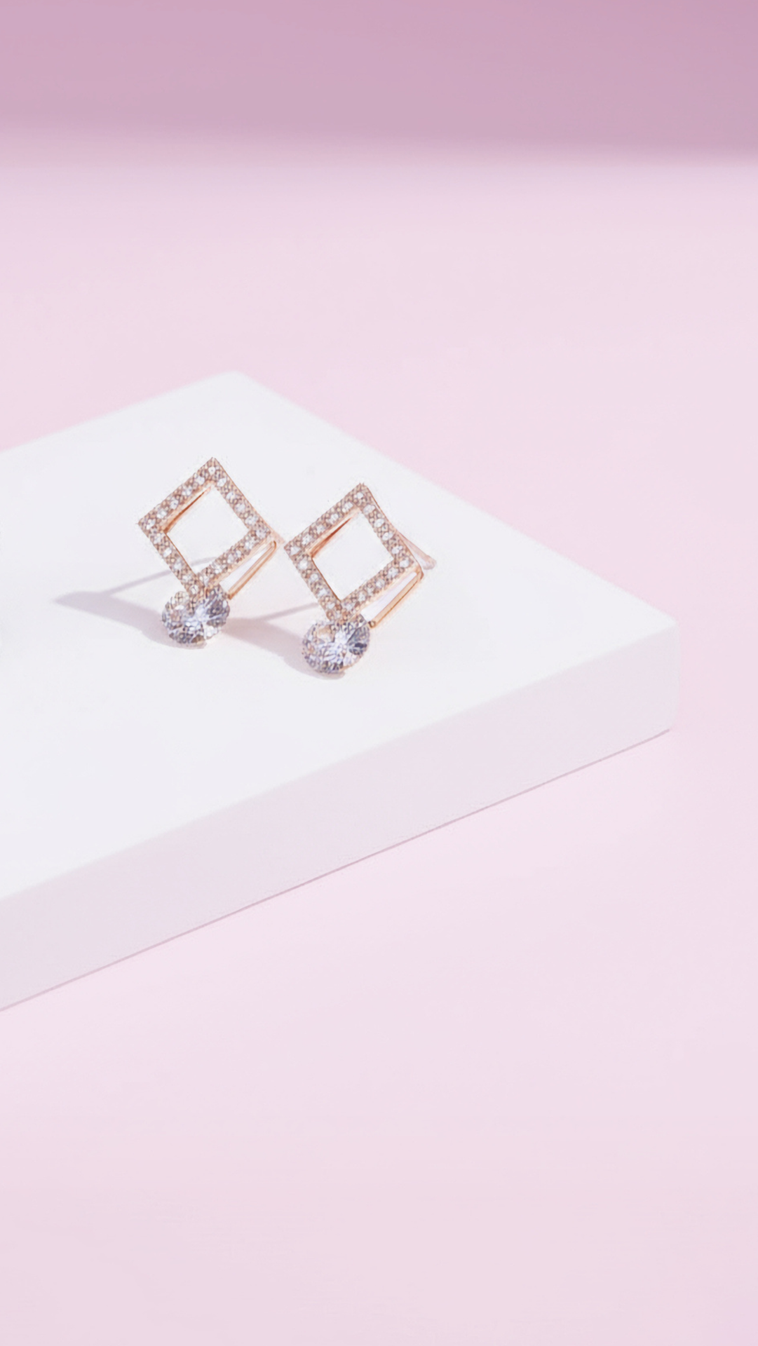 Square Drop Crystal Stud Earrings