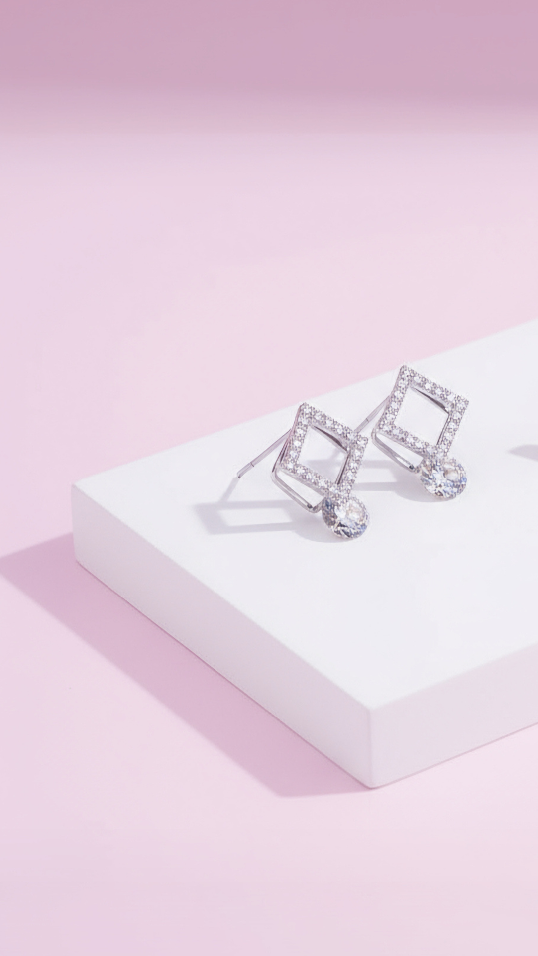 Square Drop Crystal Stud Earrings