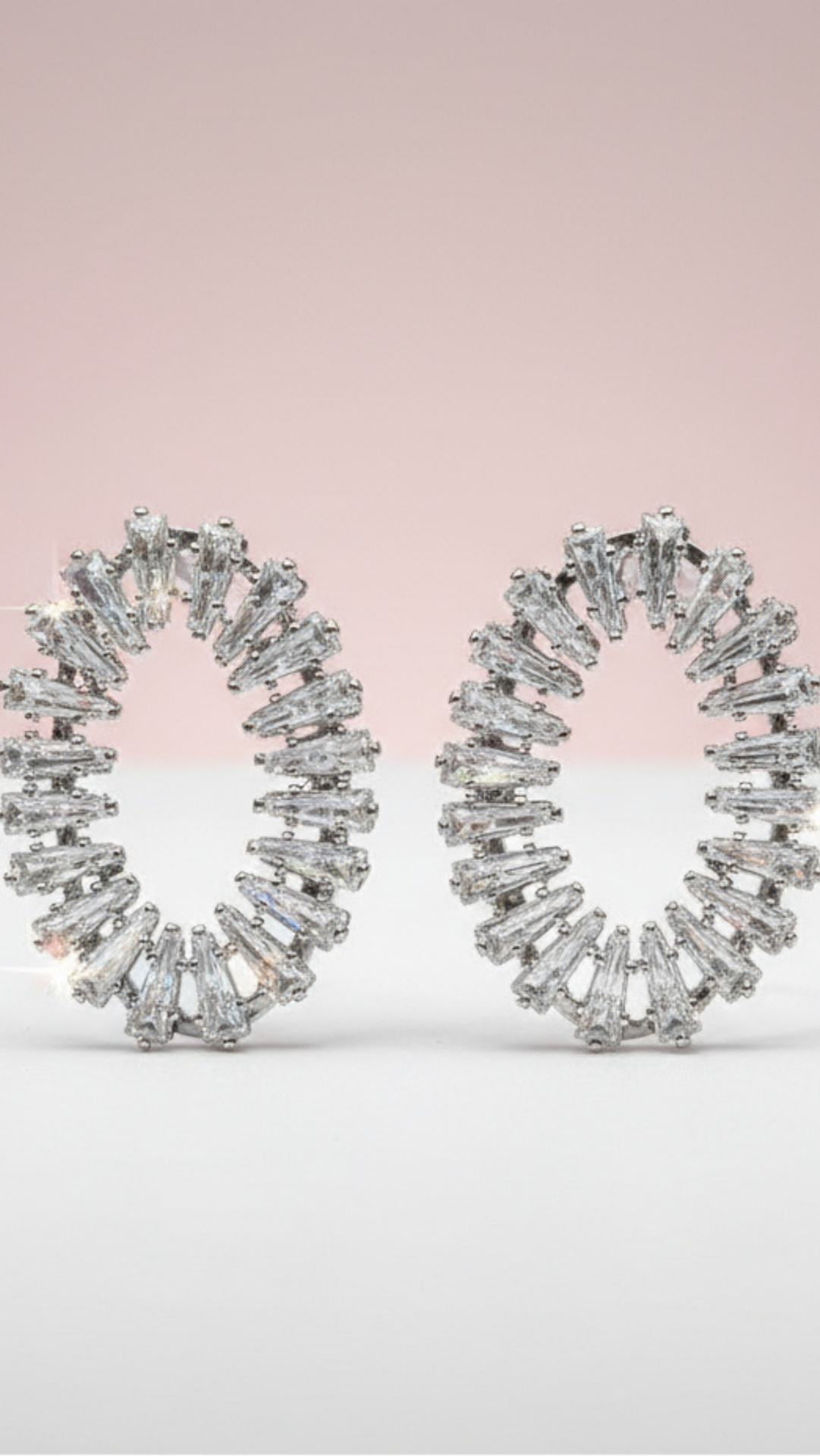 Oval Baguette Cut Crystal Stud Earrings