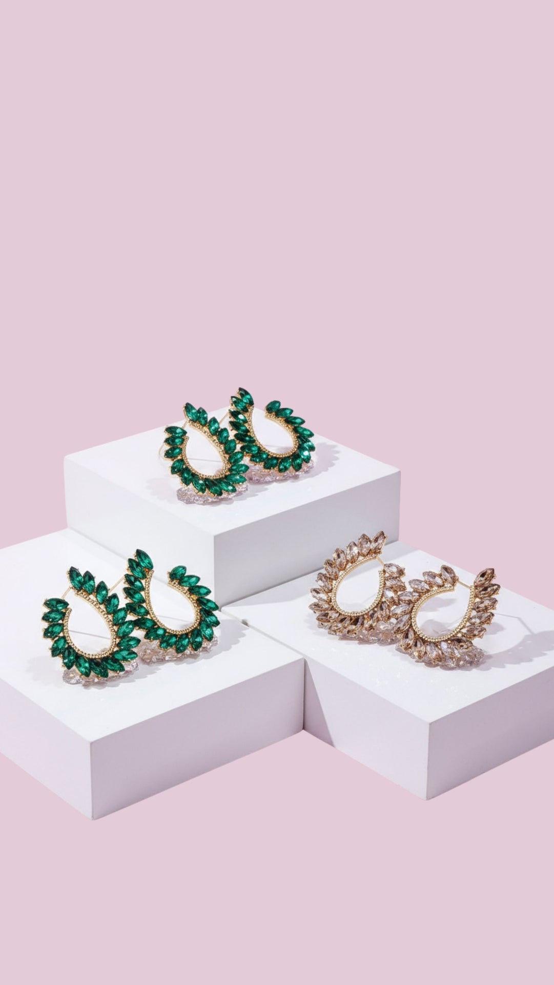 Bohemian Curved Crystal Stud Earrings