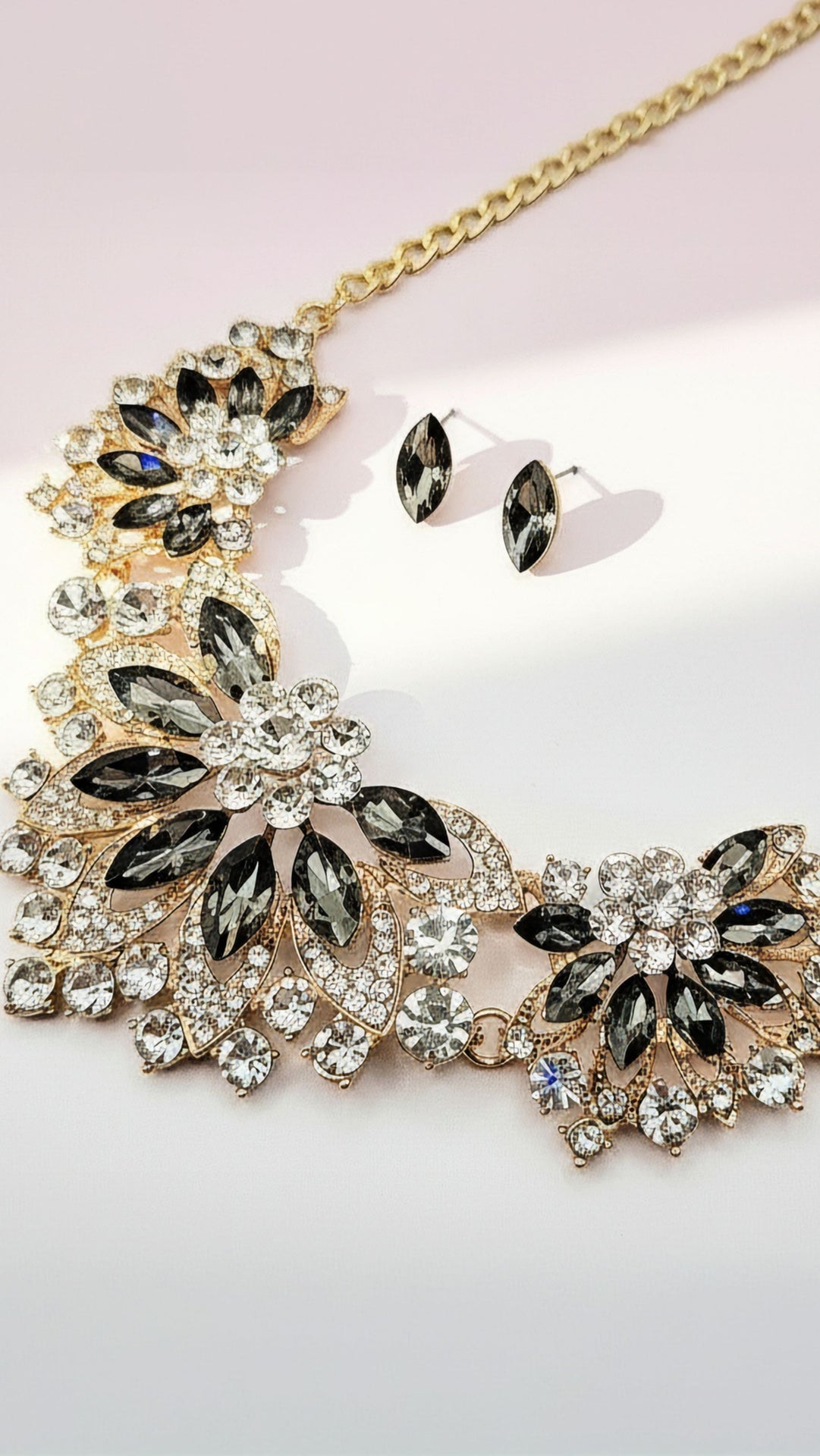 Floral Crystal Necklace & Earrings Set