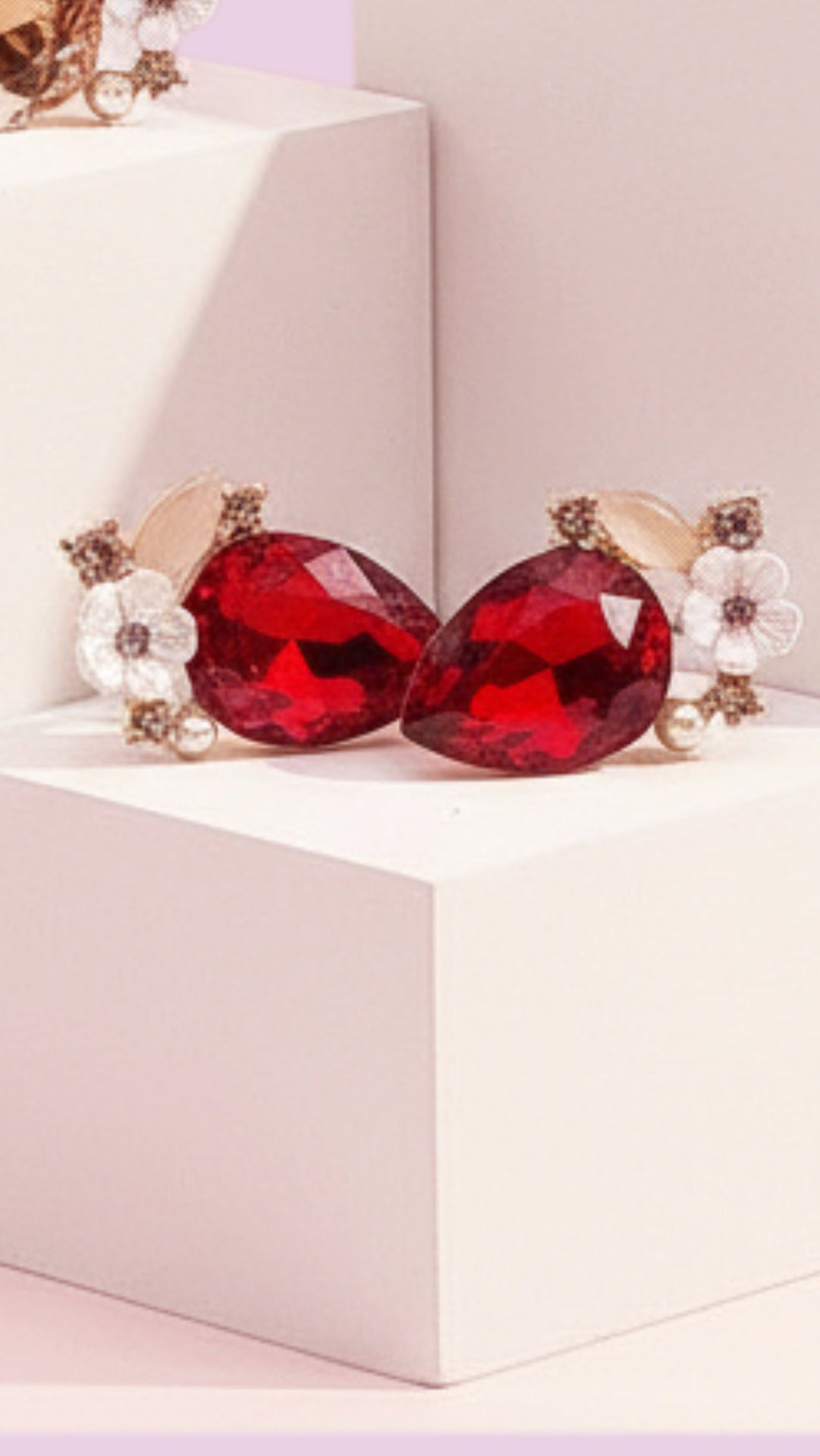 Flower Teardrop Crystal Stud Earring