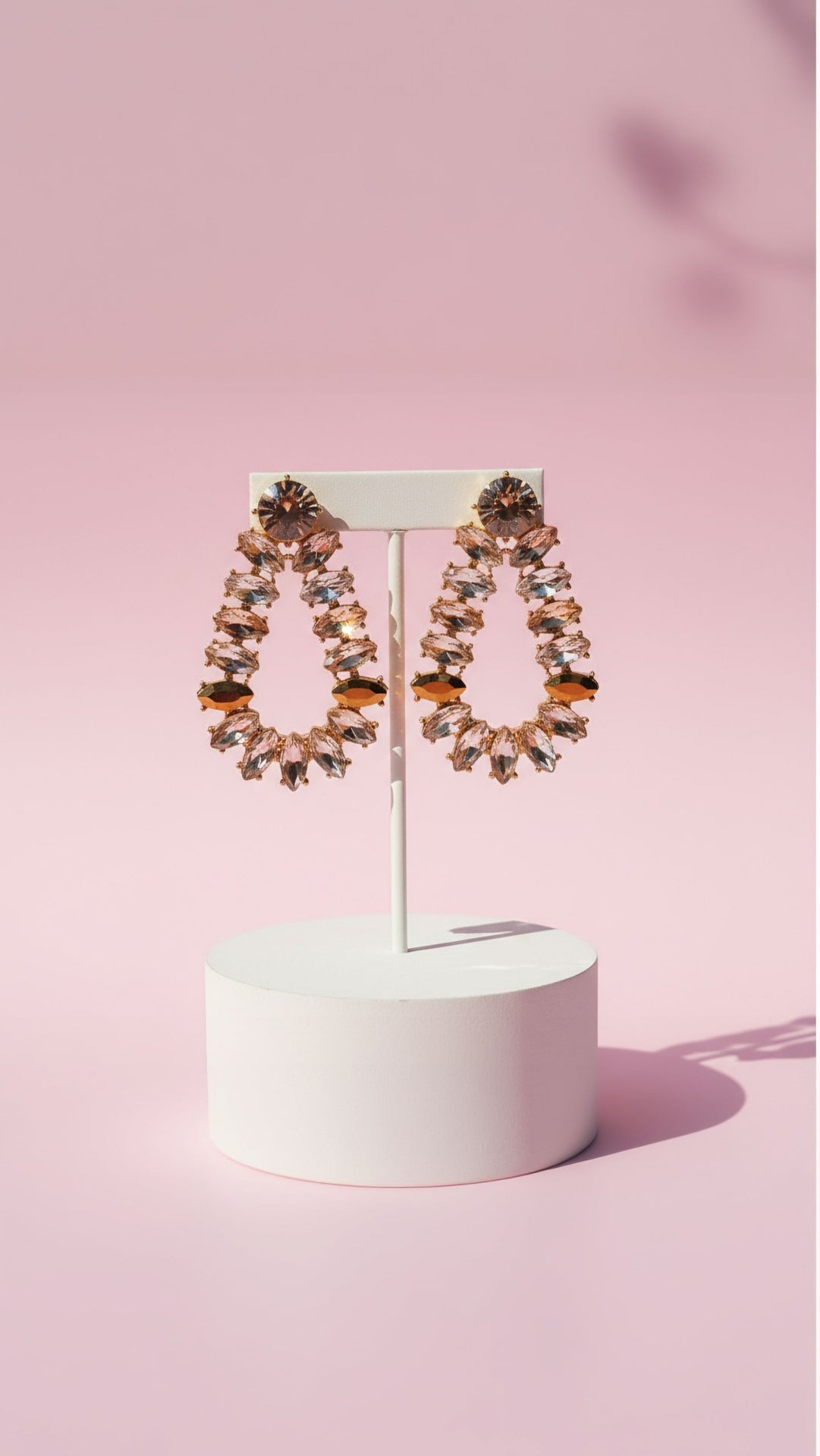 Oval Crystal Drop and Dangle Earrings