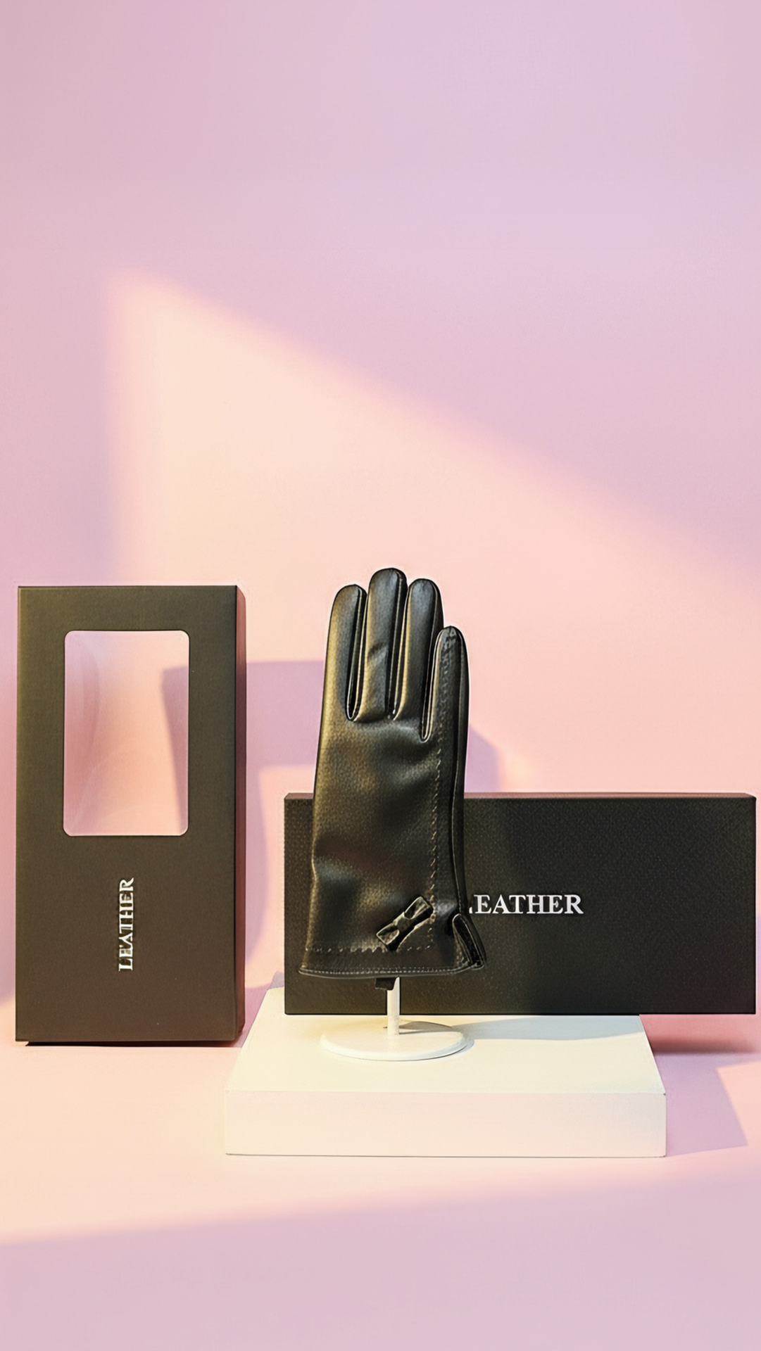 Black Leather Gloves With Gift Box