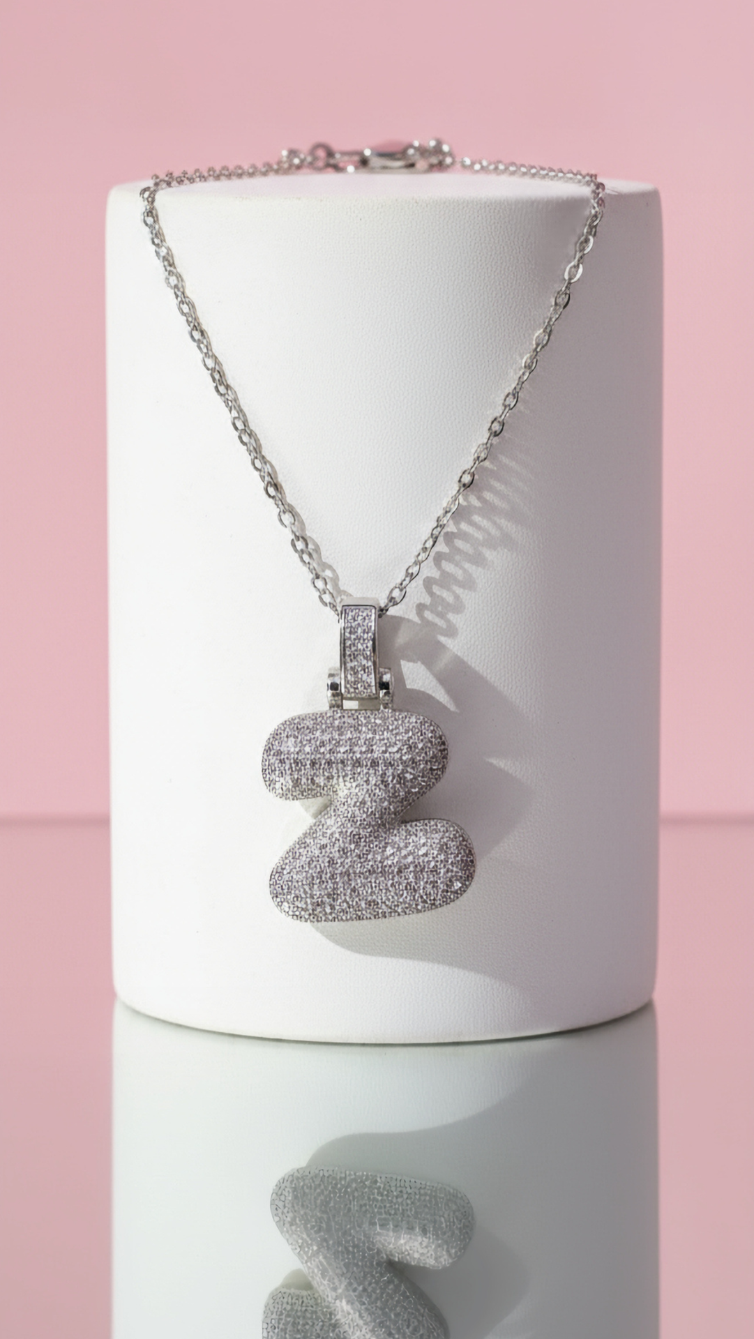 Initial Bubble Letter Crystal Necklace