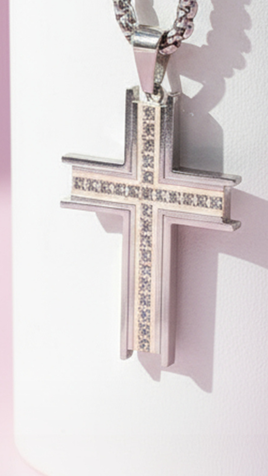 Beveled Crystal Cross Symbolic Necklace