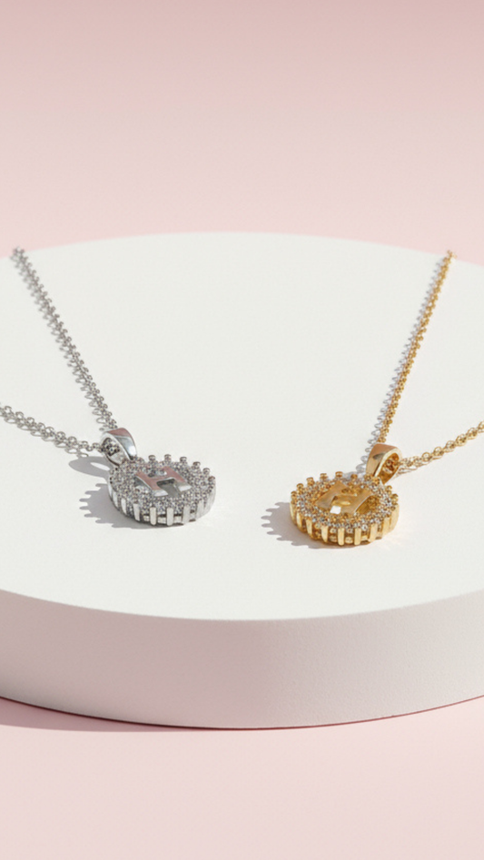 H Initial Crystal Pendant Necklace