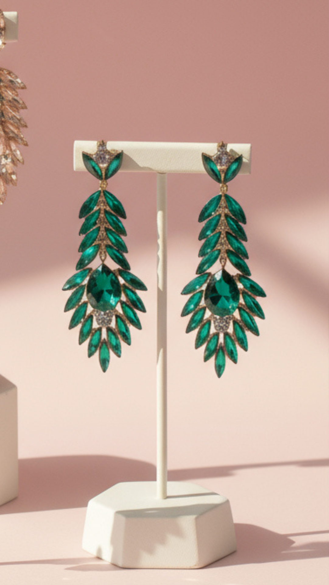 Feather Crystal Drop and Dangle Earrings