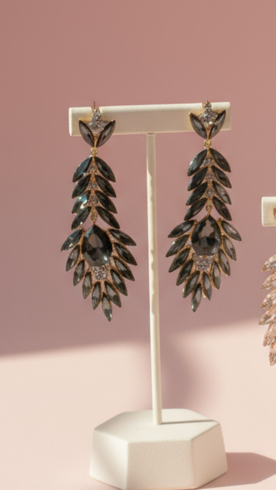 Feather Crystal Drop and Dangle Earrings