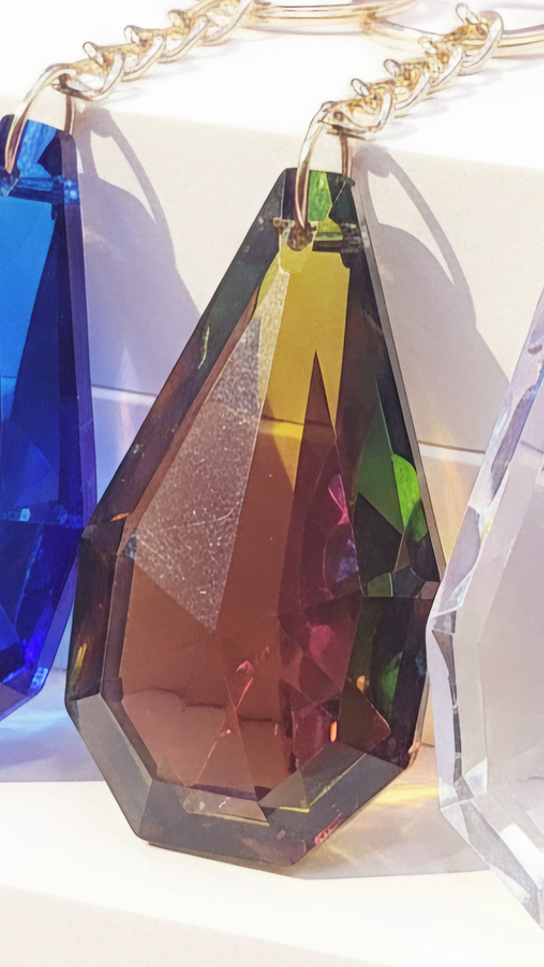 Faceted Prismatic Iridescent Crystal Key Ring & Bag Charm