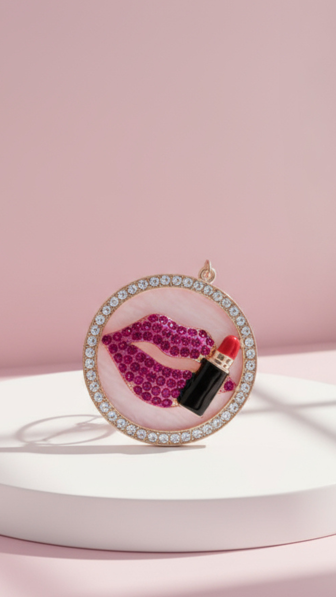 Lips With Lipstick Crystal Key Ring & Bag Charm