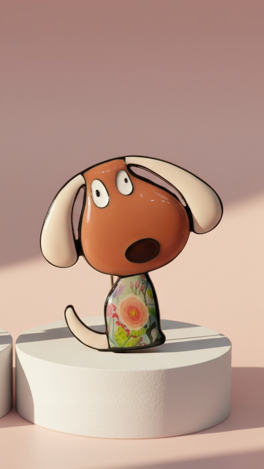 Acrylic Dog Patterned Magnetic Brooch