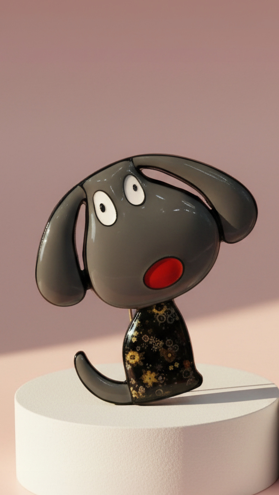 Acrylic Dog Patterned Magnetic Brooch