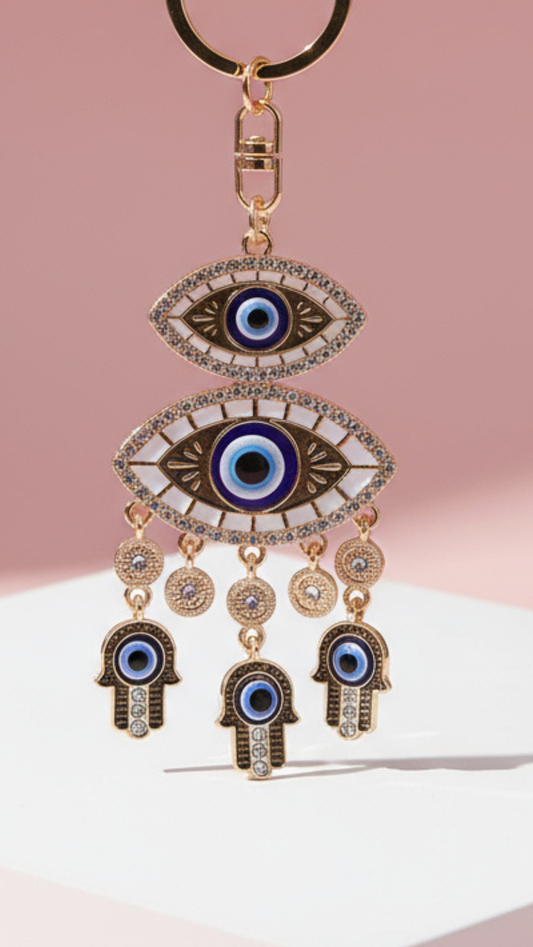 Evil Eye Dangly Crystal Key Ring & Bag Charm