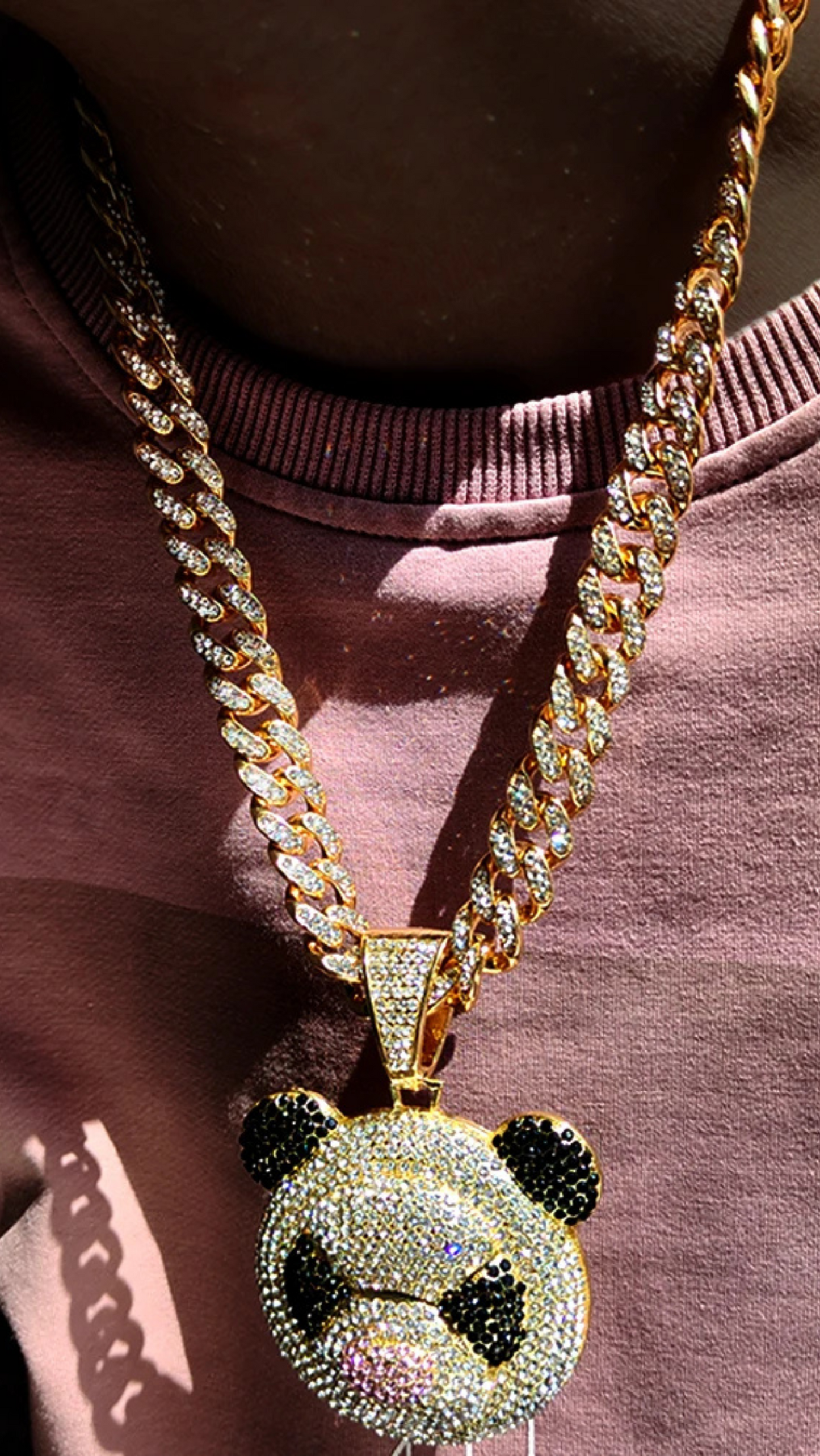 Iced Out Crystal Bling Panda Pendant Chain