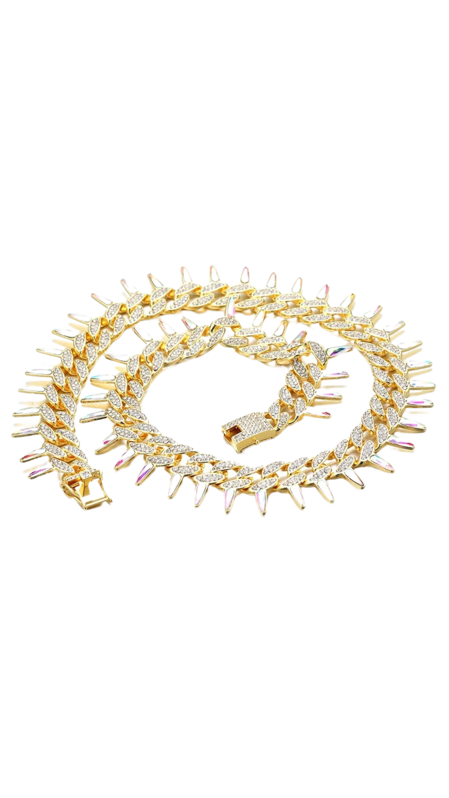 Iced Out Crystal Bling Spike Chain
