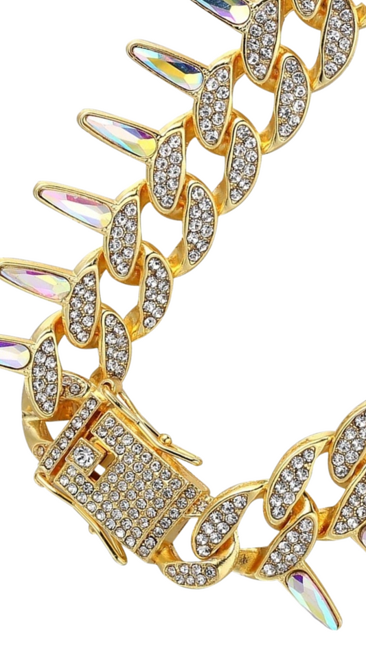 Iced Out Crystal Bling Spike Chain