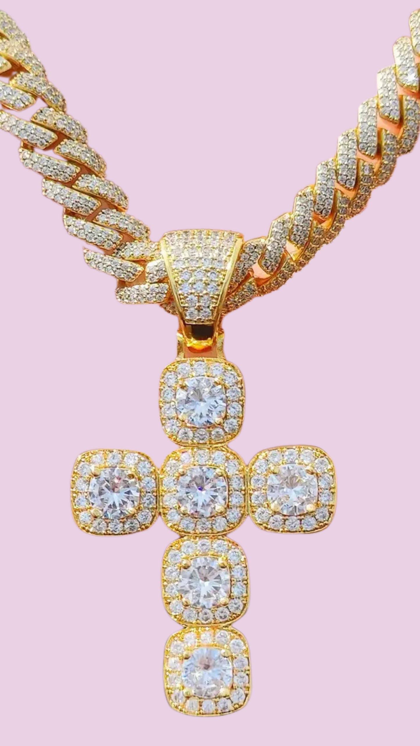 Iced Out Hip Hop Stainless Steel Cross Necklace