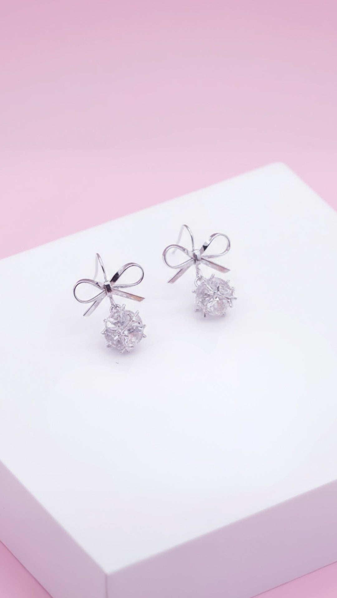 Bow Round Crystal Dangle & Drop Earrings