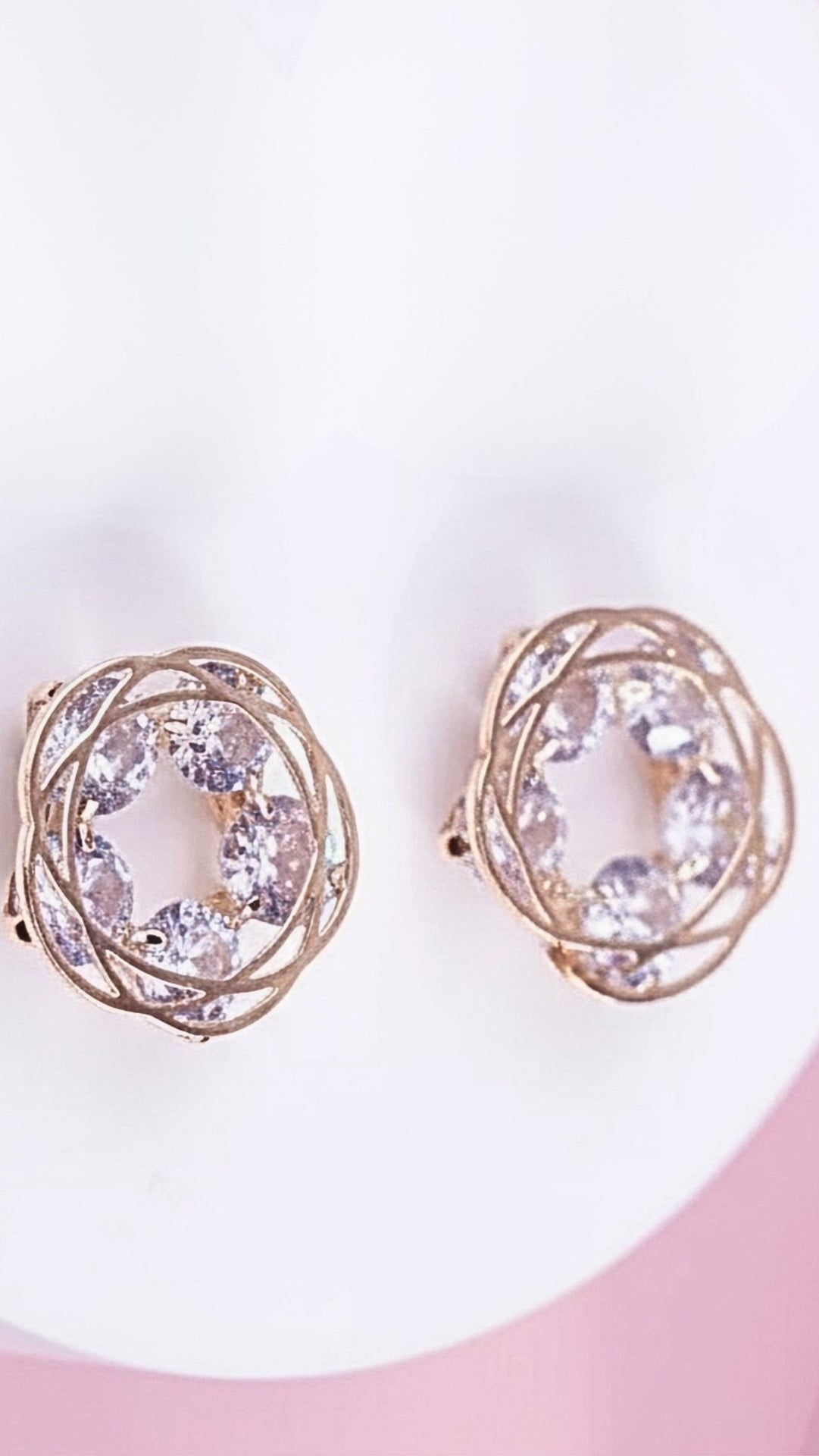 Circular Geometric Studded Crystal Earrings