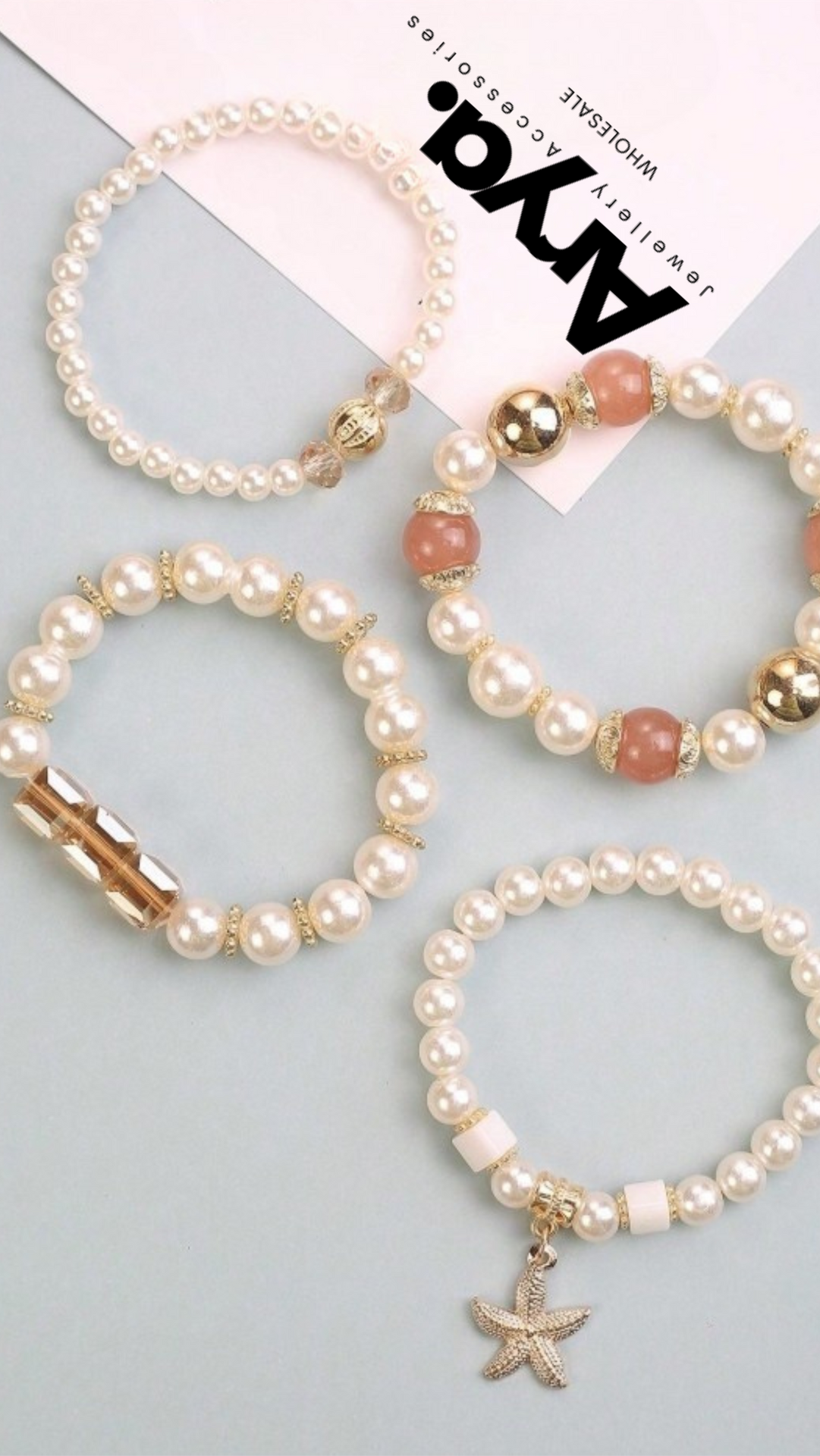 Bliss Seashell Charm Ceramic Beaded Bracelet Set