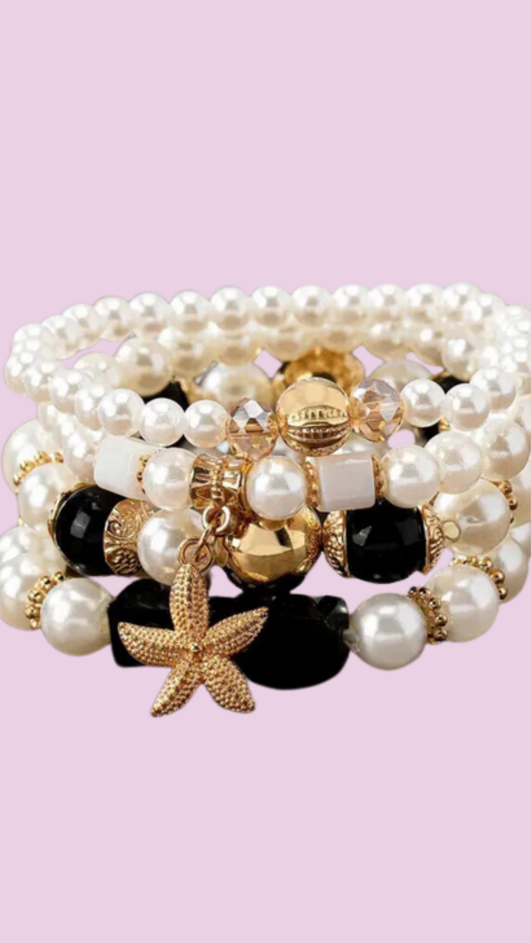 Bliss Seashell Charm Ceramic Beaded Bracelet Set