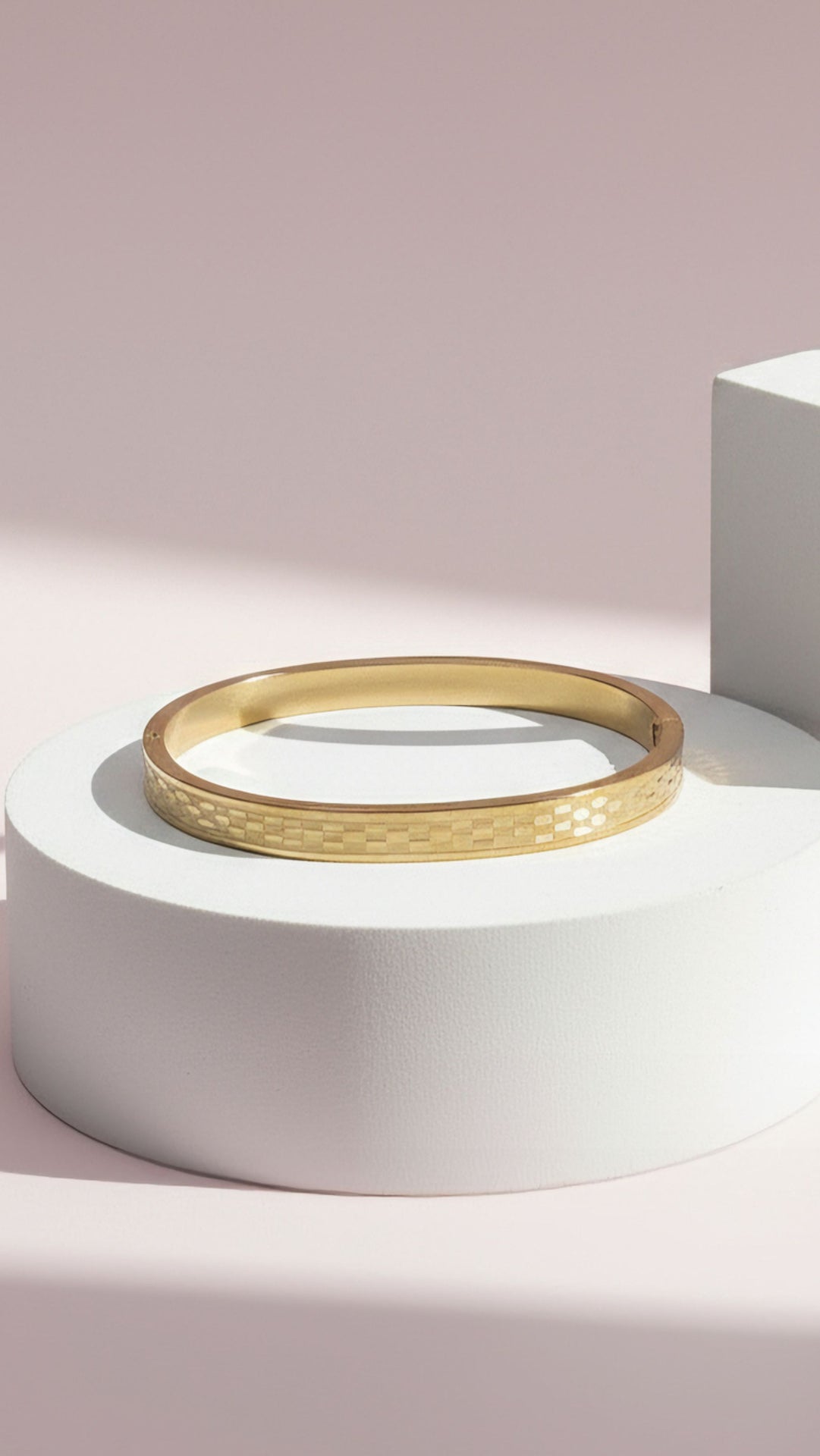 Stainless Steel Checkered Stacking Bangle