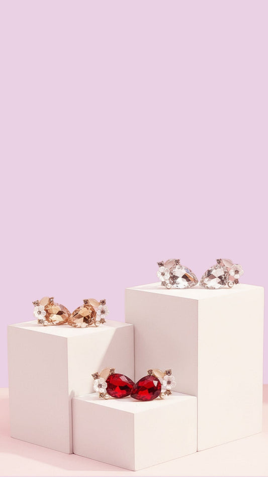 Flower Teardrop Crystal Stud Earring
