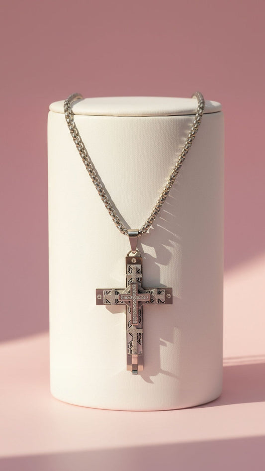 Layered Luxe Silver Cross Necklace