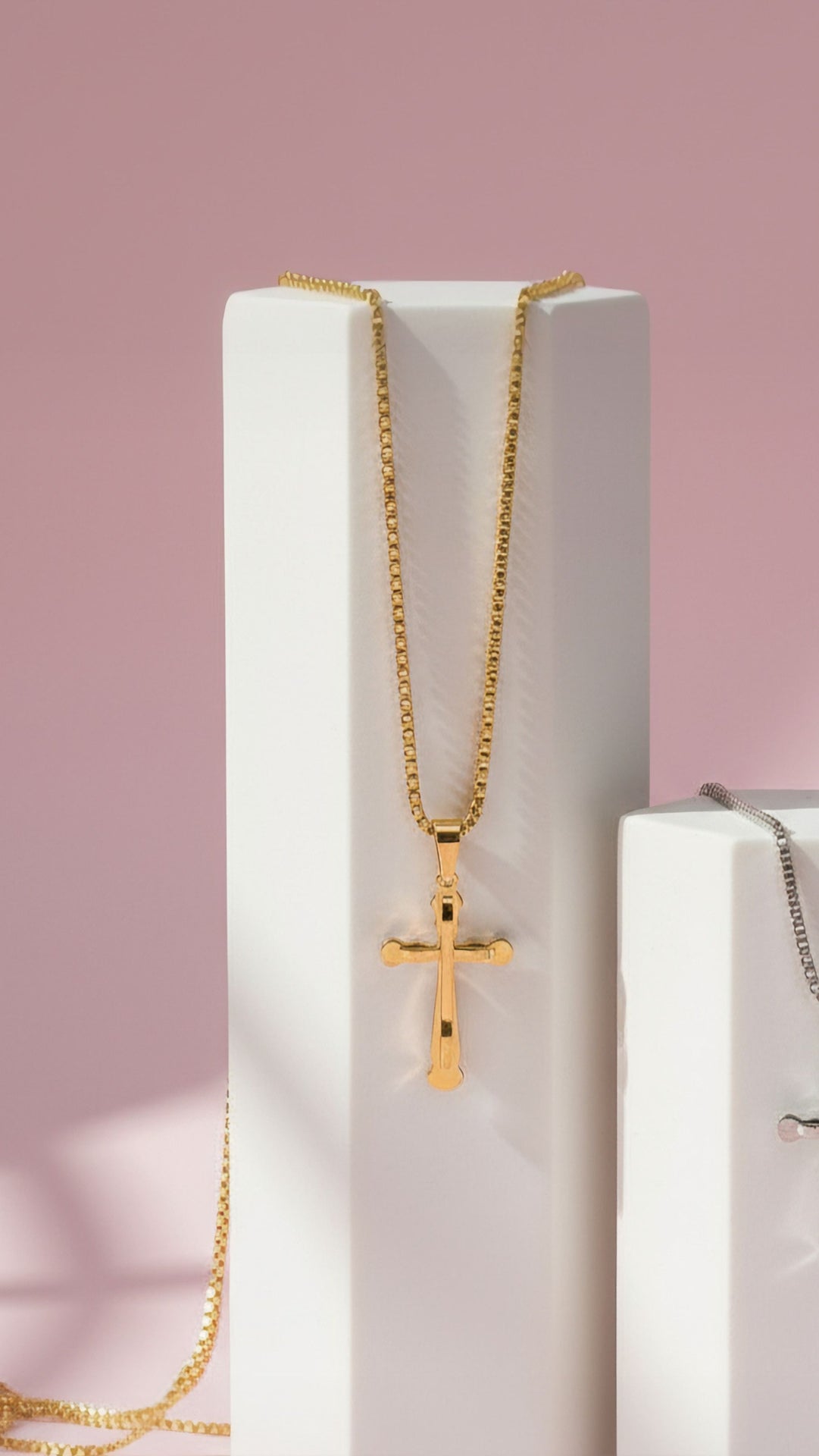 Curved Cross Symbolic Necklace